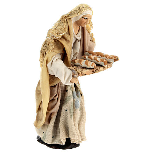 Mujer con pan estilo tradicional belén napolitano 10 cm 3