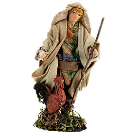 Man with rooster Neapolitan nativity scene 12 cm