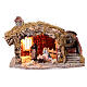 Brick stable with fountain for 12 cm Neapolitan Nativity Scene, 40x25x30 cm s1