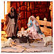 Brick stable with fountain for 12 cm Neapolitan Nativity Scene, 40x25x30 cm s2