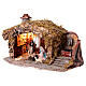 Cabane crèche napolitaine 12 cm avec effet briques et fontaine 40x25x30 cm s3