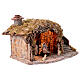 Cabane crèche napolitaine 12 cm avec effet briques et fontaine 40x25x30 cm s5