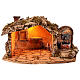 Cabane crèche napolitaine 12 cm avec effet briques et fontaine 40x25x30 cm s6