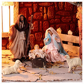 Neapolitan Nativity Scene with fountain bricks 12 cm 40x25x30 cm
