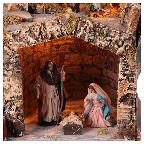 Borgo presepe napoletano mulino a vento 12 cm 55x60x40 cm 2