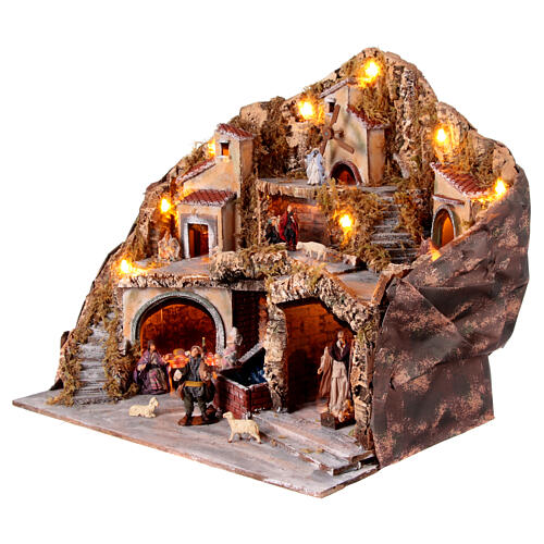 Borgo presepe napoletano mulino a vento 12 cm 55x60x40 cm 3