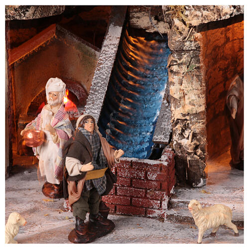Borgo presepe napoletano mulino a vento 12 cm 55x60x40 cm 4