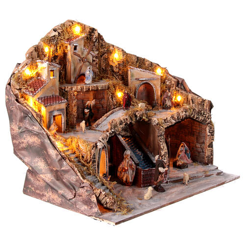 Borgo presepe napoletano mulino a vento 12 cm 55x60x40 cm 5