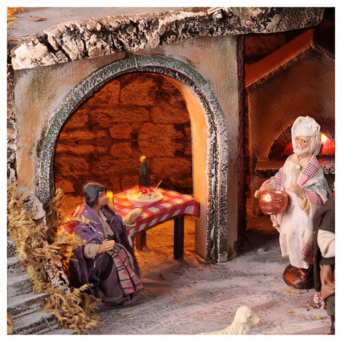 Borgo presepe napoletano mulino a vento 12 cm 55x60x40 cm 6