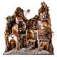 Krippenszenerie, Dorf vor Felswand, mit Brunnen und Ofen, neapolitanischer Stil, für 10 cm Krippe, 100x90x70 cm s1