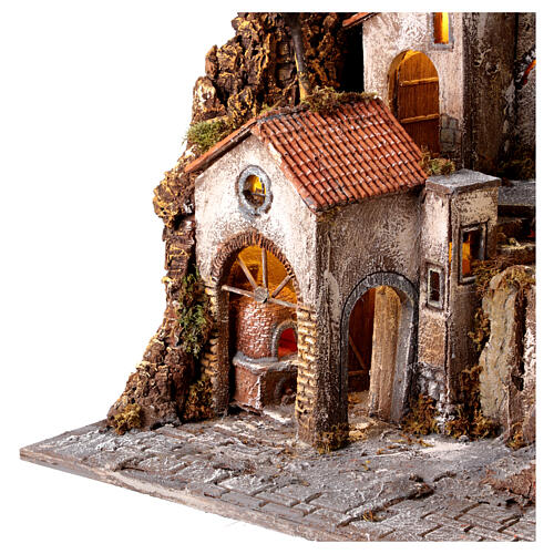 Neapolitan Nativity Scene village for 10 cm characters with oven and fountain, 100x90x70 cm 6