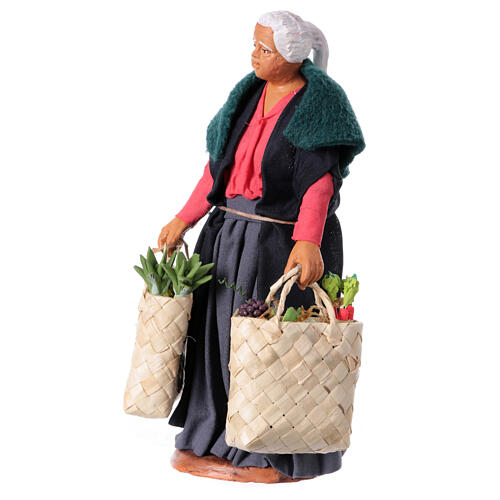 Ältere Frau mit Einkaufstaschen, neapolitanischer Stil, für 15 cm Krippe 3