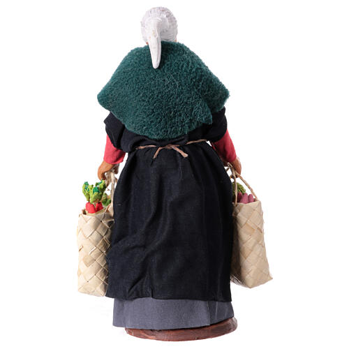 Ältere Frau mit Einkaufstaschen, neapolitanischer Stil, für 15 cm Krippe 5