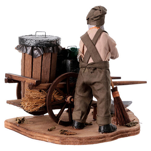 Street sweeper with his cart for 13 cm Neapolitan Nativity Scene 3