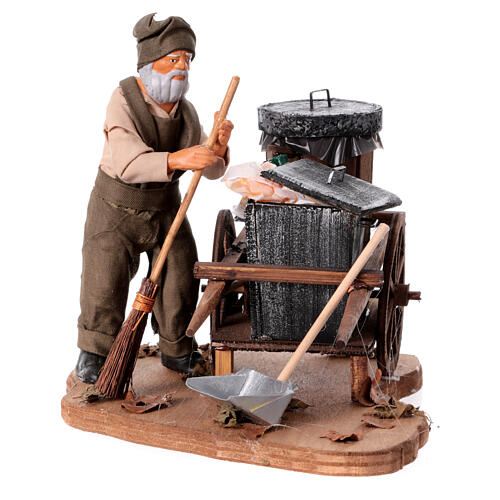 Street sweeper with his cart for 13 cm Neapolitan Nativity Scene 5