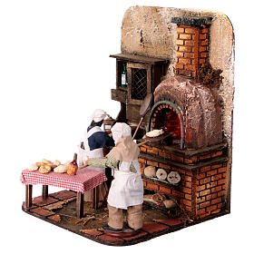 Brotbäcker in Backstube, neapolitanischer Stil, für 15 cm Krippe, 25x20x20 cm