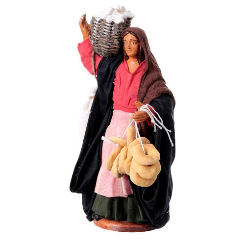 Woman with basket of ricotta and taralli for 13 cm Neapolitan Nativity Scene 3