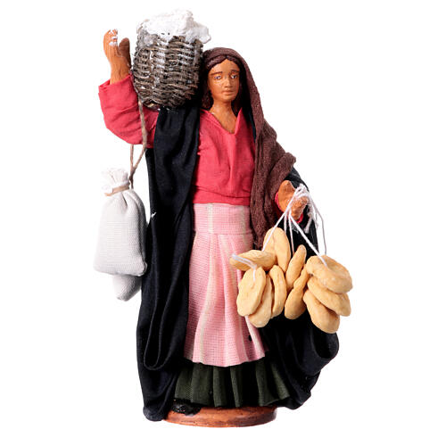 Femme avec panier ricotta et taralli crèche napolitaine 13 cm 1