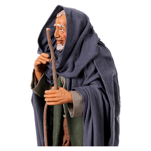 Älterer Mann mit Mantel und Stock, neapolitanischer Stil, für 30 cm Krippe 2