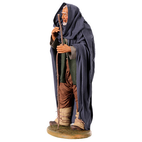 Vecchio che si ripara statua Presepe Napoletano 30 cm 3