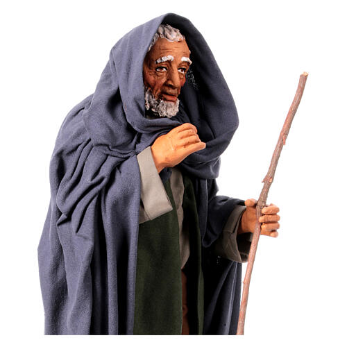 Vecchio che si ripara statua Presepe Napoletano 30 cm 4