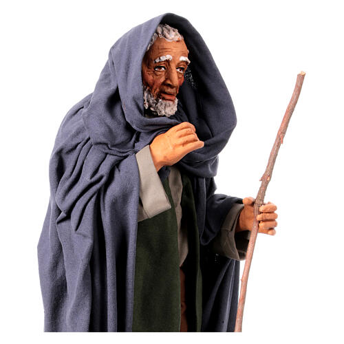 Hooded old man Neapolitan nativity statue 30 cm 4