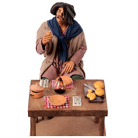 Uomo che beve Presepe Napoletano movimento 30 cm 25x15x25 cm