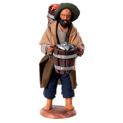 Man with tub of fish for 10 cm Neapolitan Nativity Scene 1