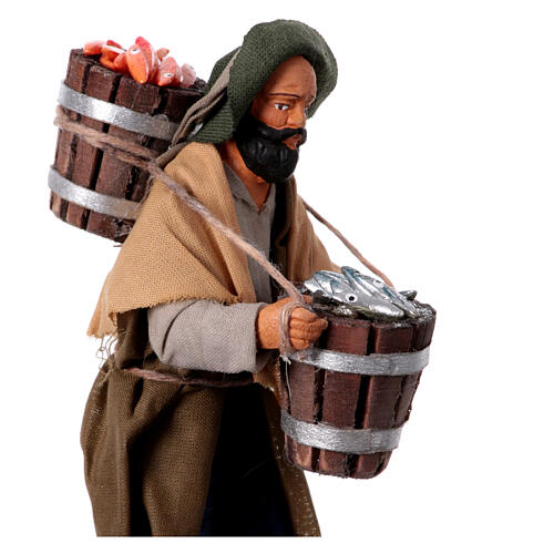 Man with tub of fish for 10 cm Neapolitan Nativity Scene 2