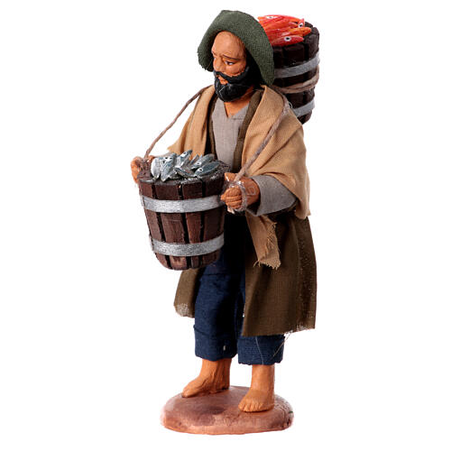 Man with tub of fish for 10 cm Neapolitan Nativity Scene 3