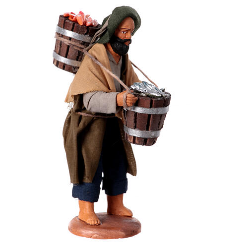 Man with tub of fish for 10 cm Neapolitan Nativity Scene 4