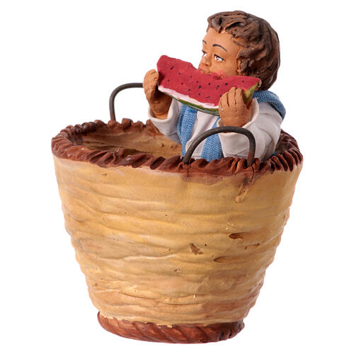 Couple with son in a basket for 30 cm Neapolitan Nativity Scene, set of 3 6