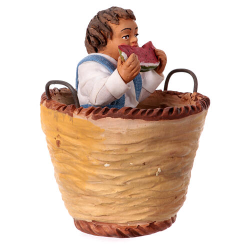 Couple with son in a basket for 30 cm Neapolitan Nativity Scene, set of 3 9