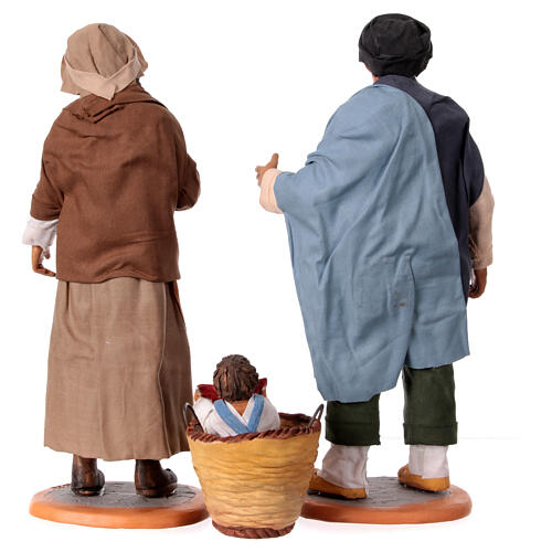 Couple with son in a basket for 30 cm Neapolitan Nativity Scene, set of 3 11