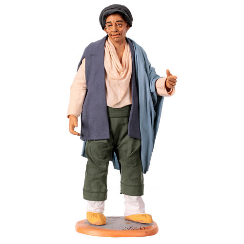 Coppia con figlio cesto 3 pz Presepe Napoletano h 30 cm 5