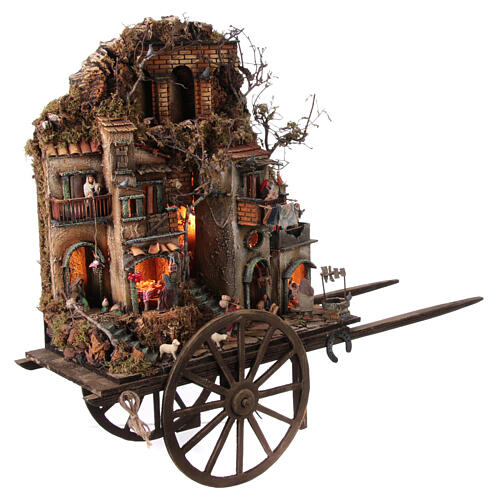 Village on a cart for 8 cm Neapolitan Nativity Scene, 80x90x25 cm 6