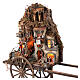 Presepe su carretto Napoli borgo luci 8 cm 80x90x25 cm s2