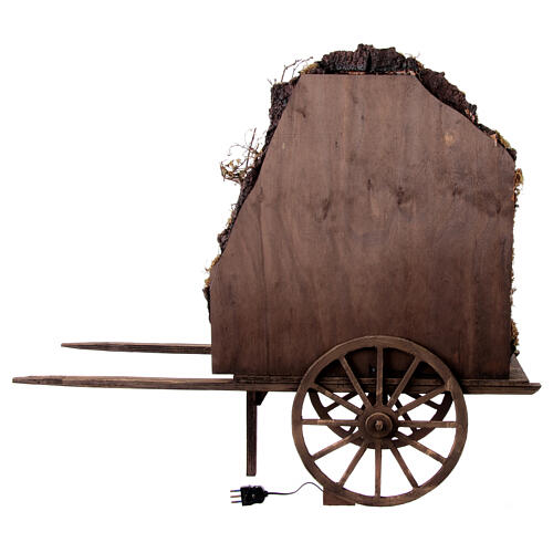 Aldeia num carrinho de madeira 80x90x25 cm presépio napolitano de 8 cm 10