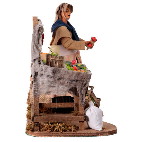 Woman with fruit stall for 30 cm animated Nativity Scene, 25x30x20 cm 3