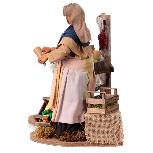 Woman with fruit stall for 30 cm animated Nativity Scene, 25x30x20 cm 5