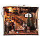 Hütte mit Figurenszene und Weihnachtsbaum, neapolitanischer Stil, für 12 cm Krippe, 35x30x40 cm s1