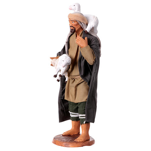 Uomo con due pecore presepe napoletano 15 cm 3