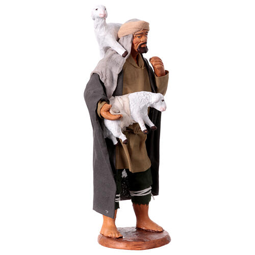 Uomo con due pecore presepe napoletano 15 cm 4