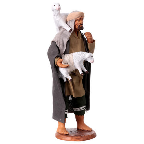 Man with two sheep Neapolitan nativity scene 15 cm 4