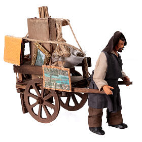 Uomo con carro trasloco presepe napoletano 13 cm