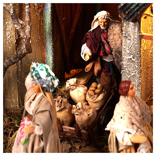 Pueblo Reyes Magos belén Nápoles mod. E 120X100X100 cm 21 pastores 14 cm 11