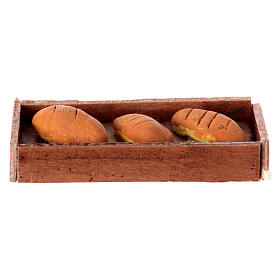 Wooden tray with bread for 12 cm Neapolitan Nativity Scene, 6x3x1 cm
