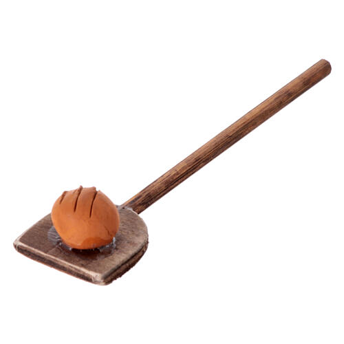Łopata z chlebem, szopka neapolitańska 12 c, drewno 6 cm 1