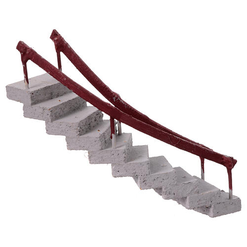 Treppenaufgang mit 10 Stufen, Krippenzubehör, neapolitanischer Stil, für 6 cm Krippe, 15x15x10 cm 3