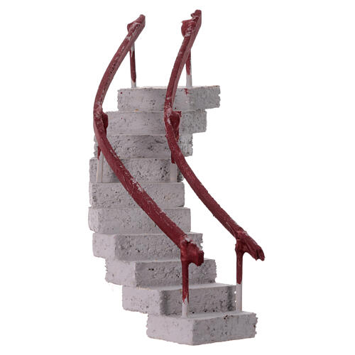 Terracotta curved staircase for 6 cm Neapolitan Nativity Scene, 15x15x10 cm 2